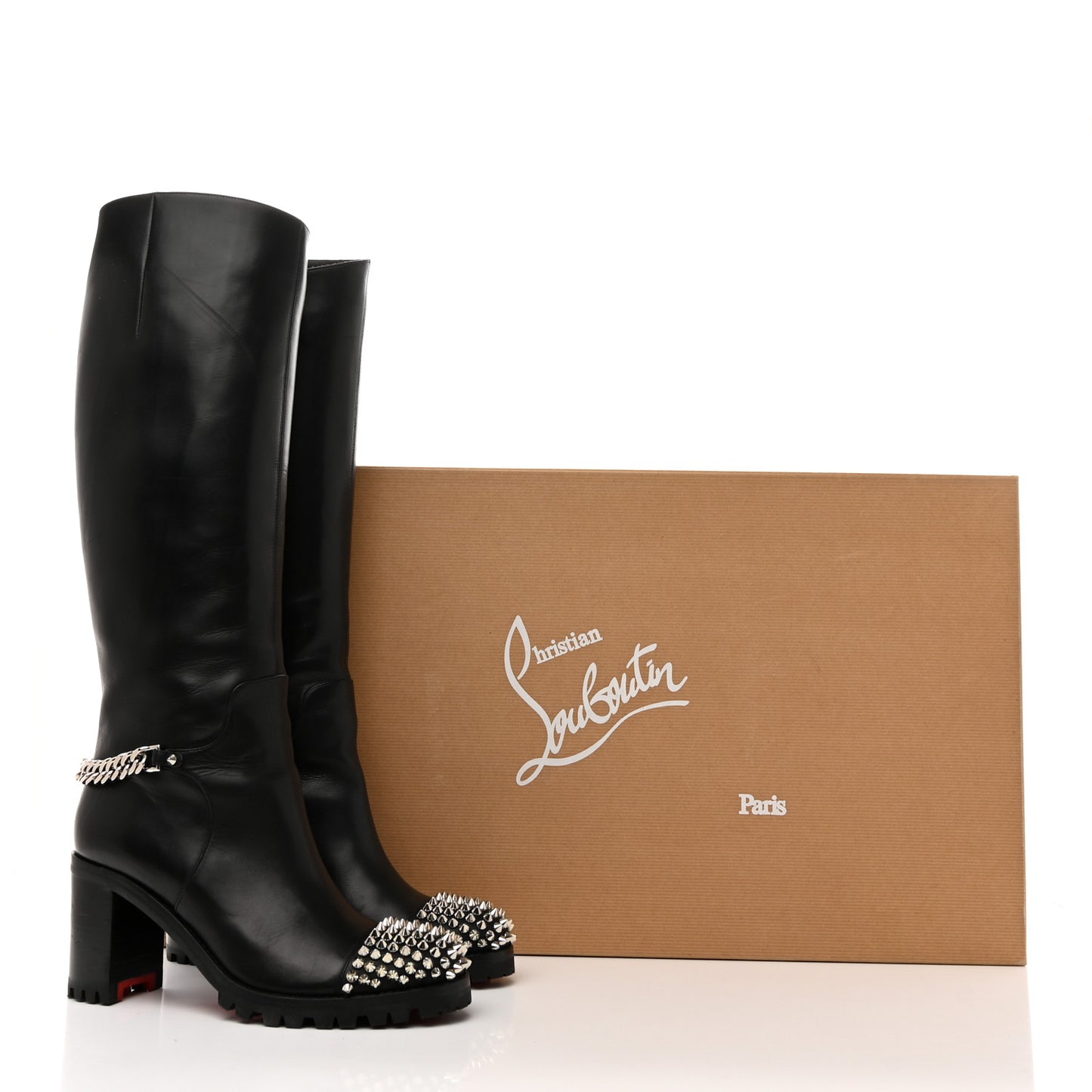 Calfskin Napaleona 70 Spikes Boots 37 Black