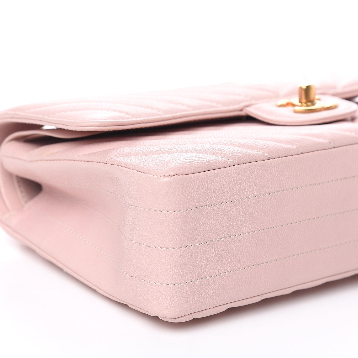 Chanel Calfskin Chevron Quilted Medium Double Flap Light Pink 8 of 10