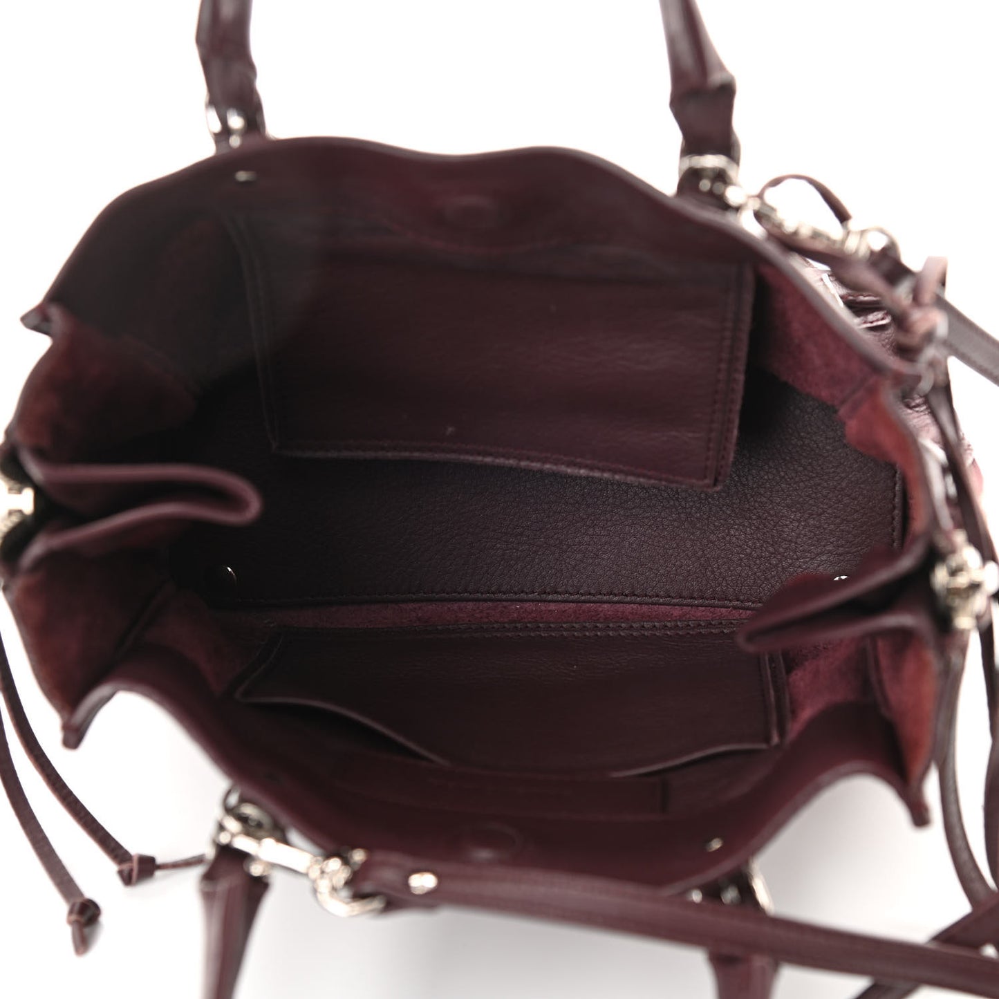 Calfskin Papier Mini A4 Zip Around Tote Rouge Aubergine