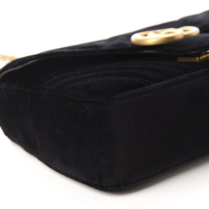 Gucci Velvet Matelasse Small GG Marmont Shoulder Bag Black 6 of 10