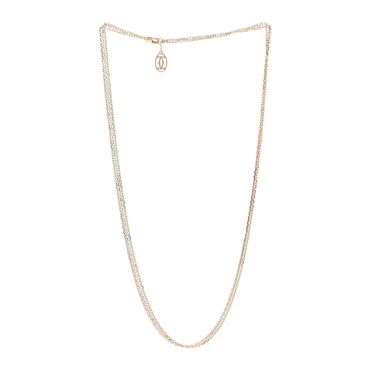 Cartier 18K Pink Yellow White Gold Three Chain Necklace 3 of 5
