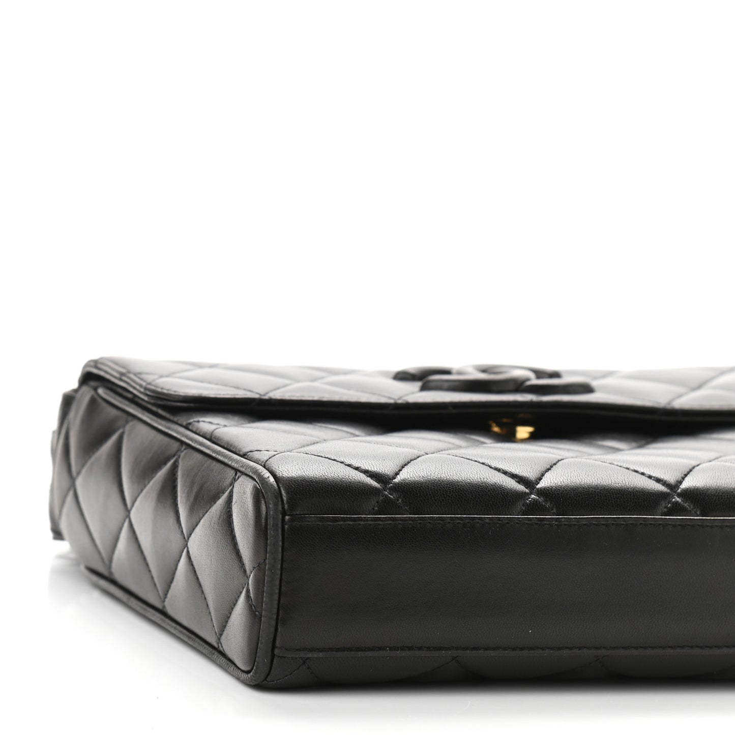 Lambskin Quilted CC Single Flap Shoulder Bag Black