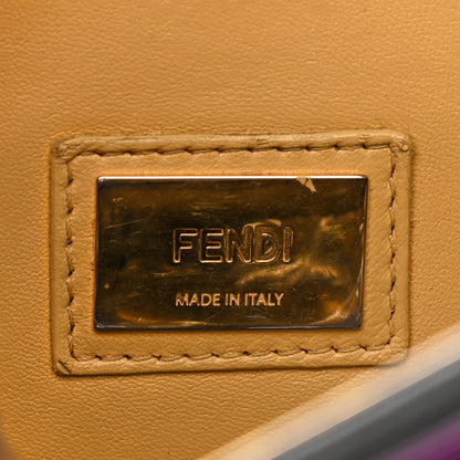 Fendi Vitello Seta Shiny Nappa Medium Peekaboo Iconic Satchel Dark Brown Yellow 7 of 9