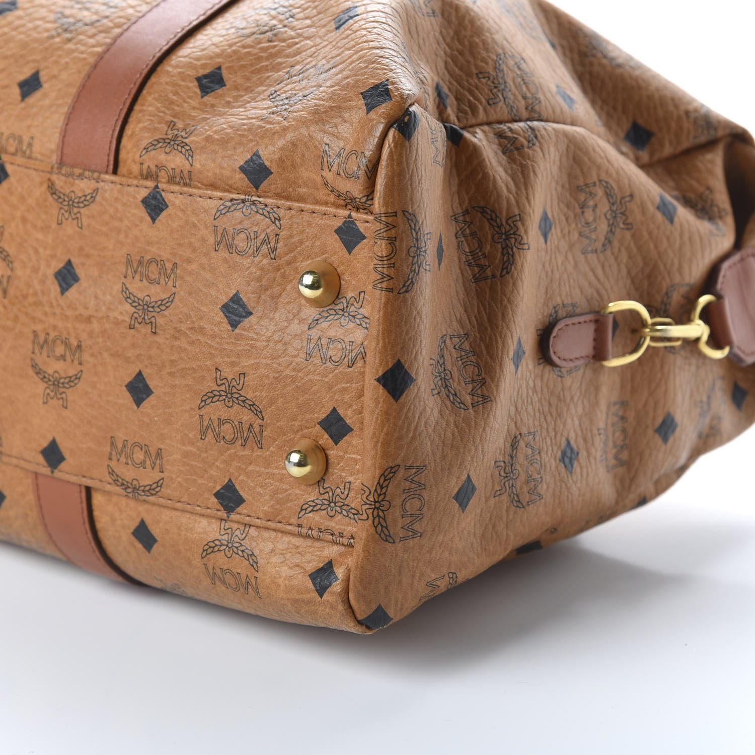 MCM Visetos Golf Duffle Bag Cognac 7 of 9