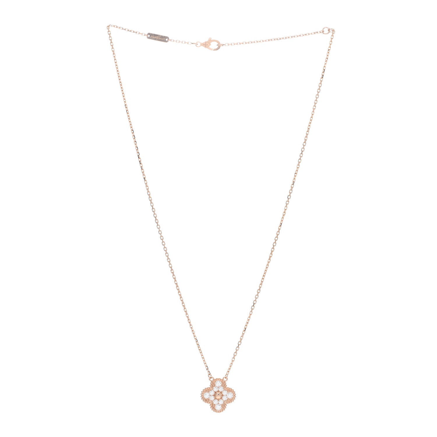 Van Cleef & Arpels 18K Rose Gold Diamond Vintage Alhambra Pendant Necklace 3 of 5