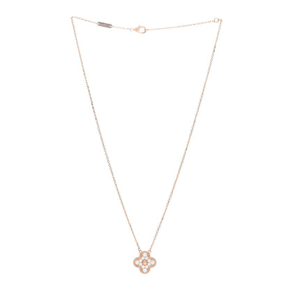 Van Cleef & Arpels 18K Rose Gold Diamond Vintage Alhambra Pendant Necklace 3 of 5