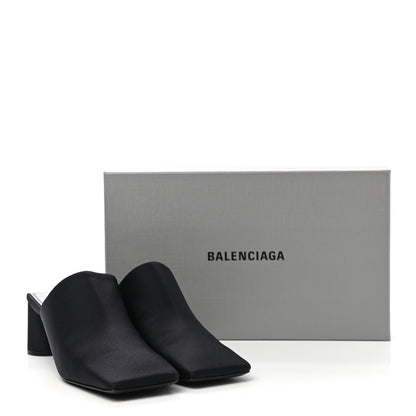 Balenciaga Satin Square Mule Heel Sandals 39 Black 10 of 10