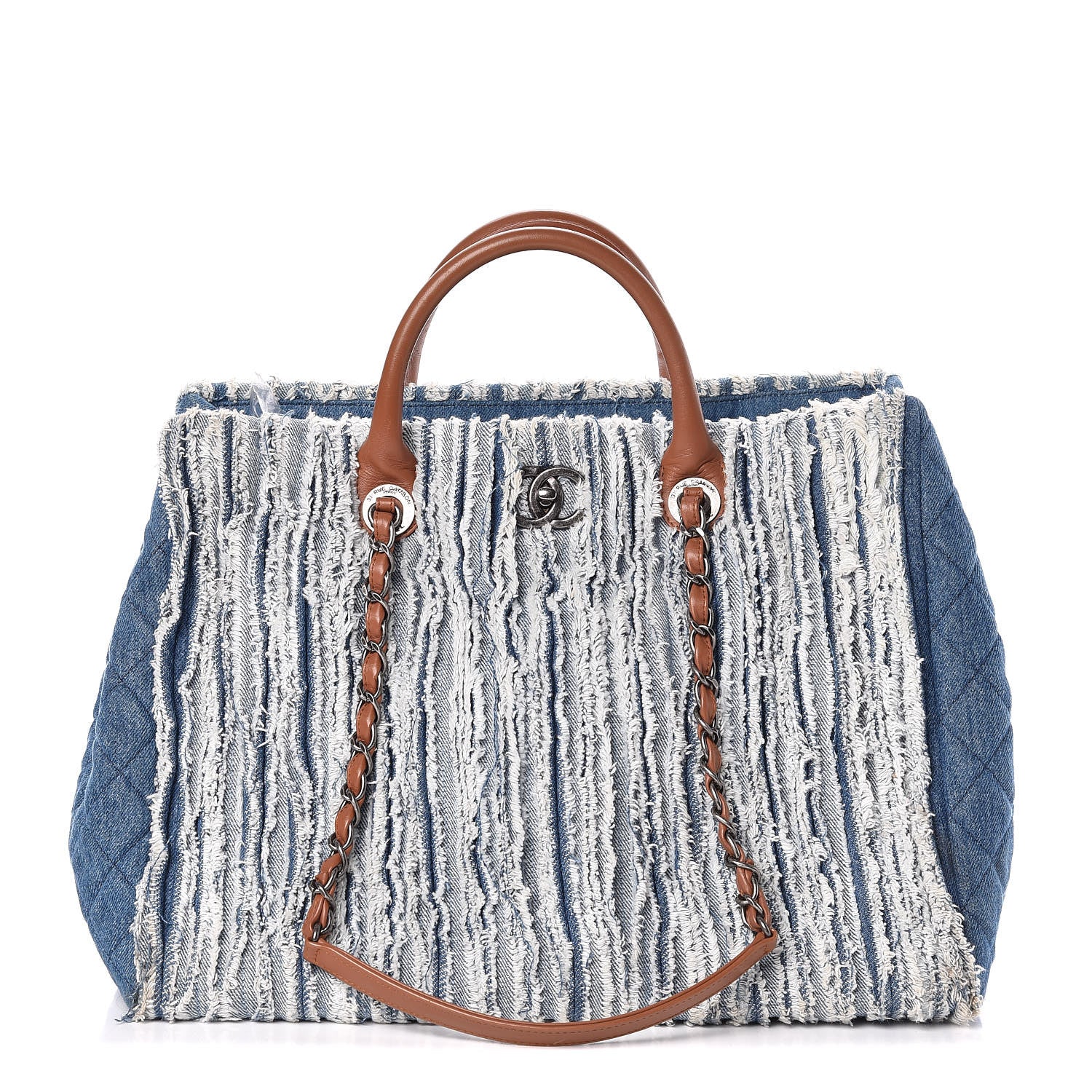 Chanel Denim Fringe Large Shopping Tote Blue 1 of 11