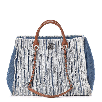 Chanel Denim Fringe Large Shopping Tote Blue 1 of 11