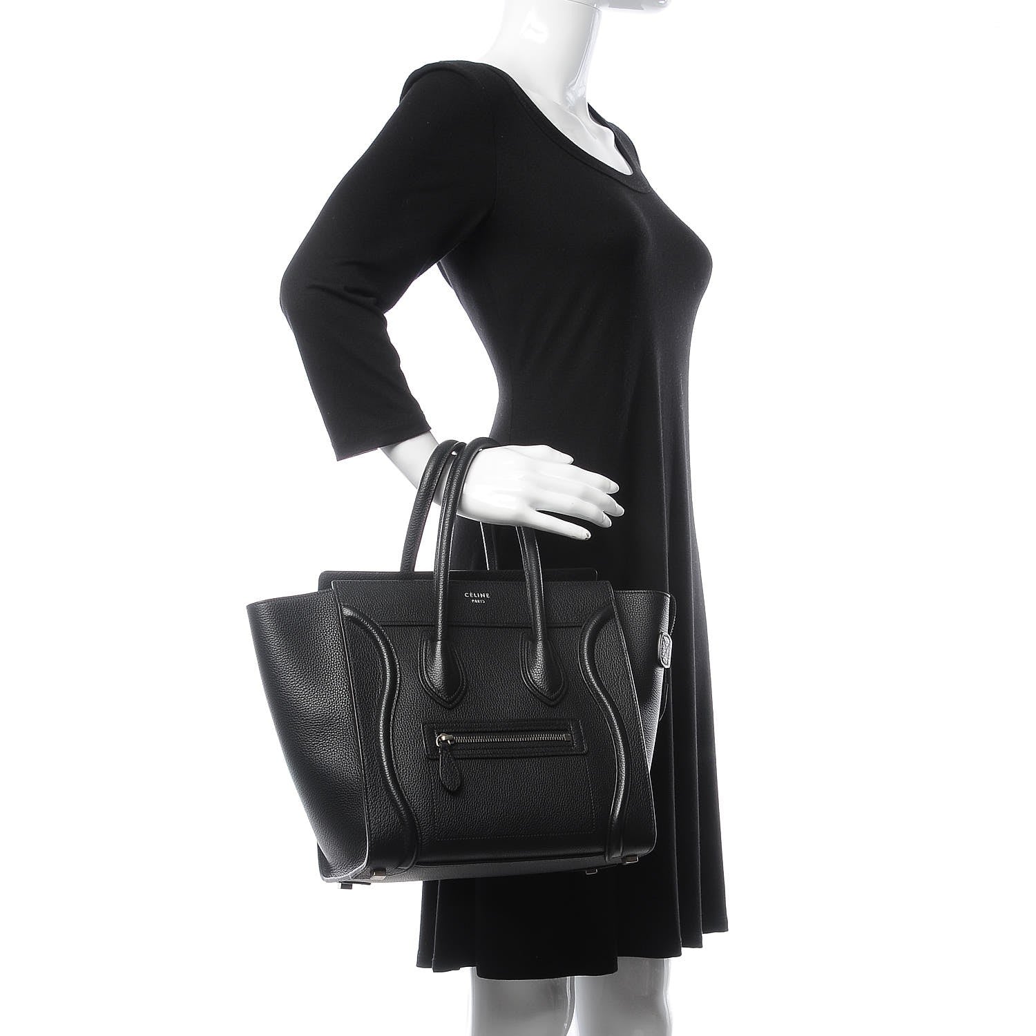 Celine Drummed Calfskin Micro Luggage Black 2 of 10