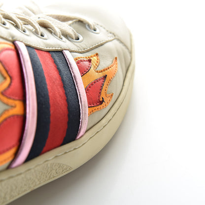 Gucci Calfskin Ayers Web Flames Embroidered Mens Ace Sneakers 10 Off White 19 of 23