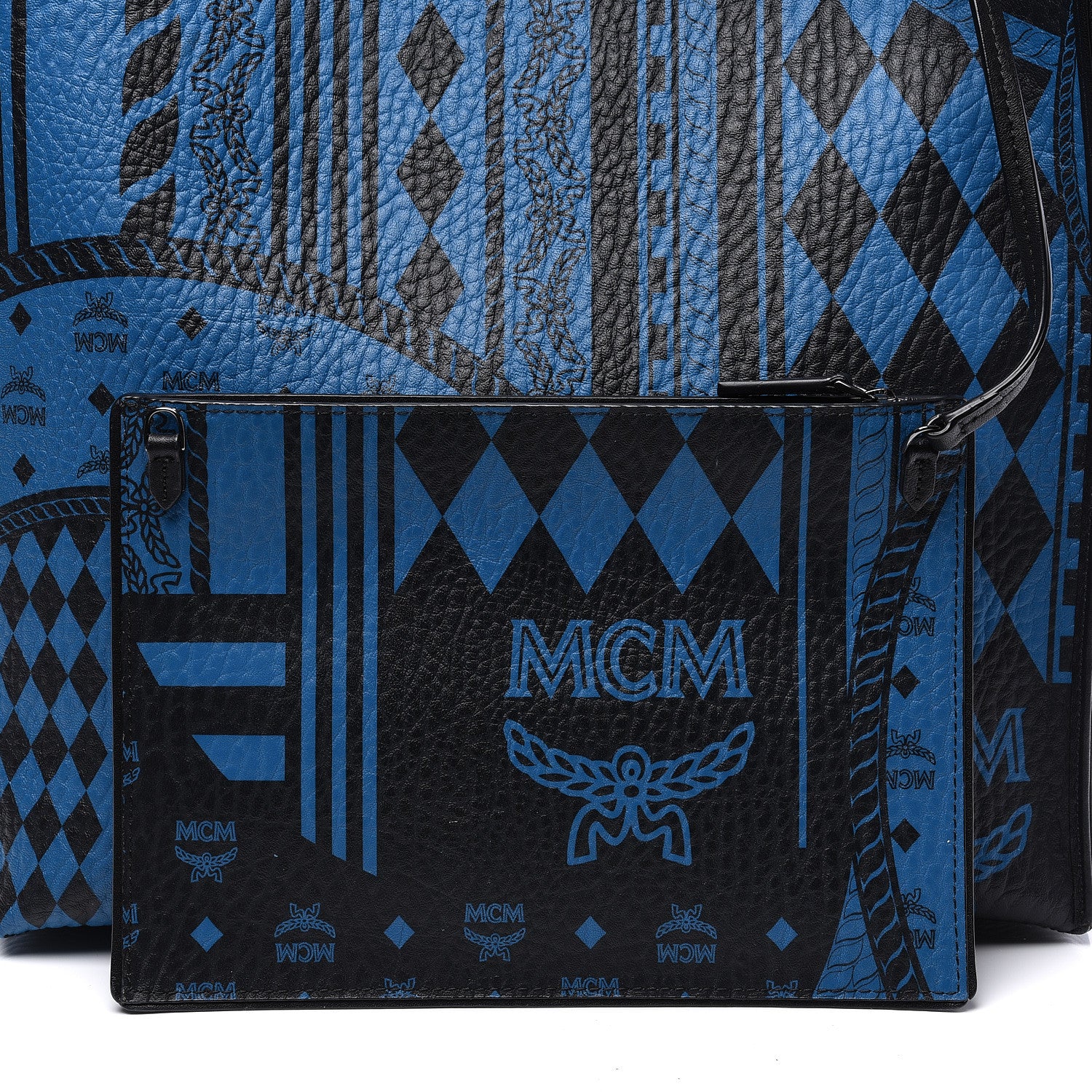 MCM Visetos Baroque Print Kira North South Shopper Tote Blue 7 of 11