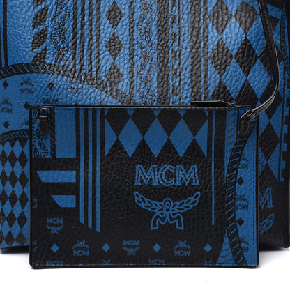 MCM Visetos Baroque Print Kira North South Shopper Tote Blue 7 of 11
