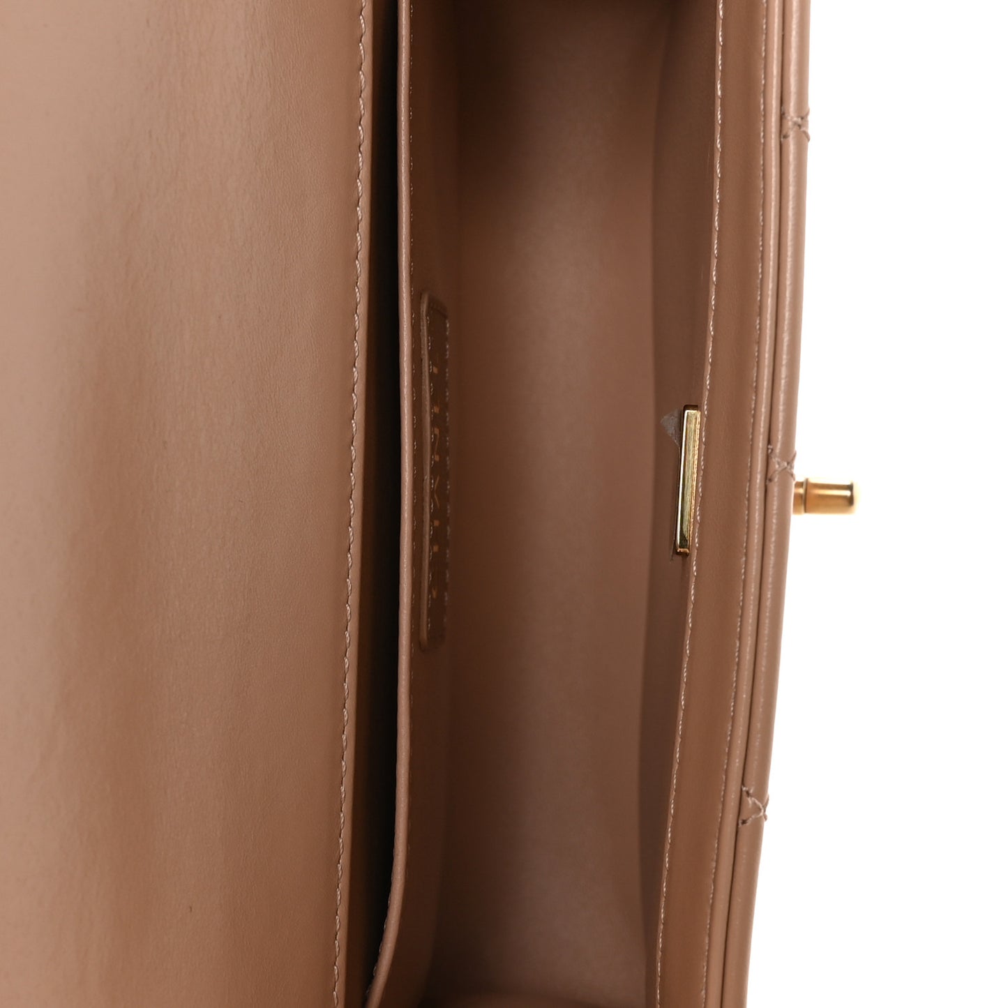 Calfskin Quilted Perfect Fit Flap Beige