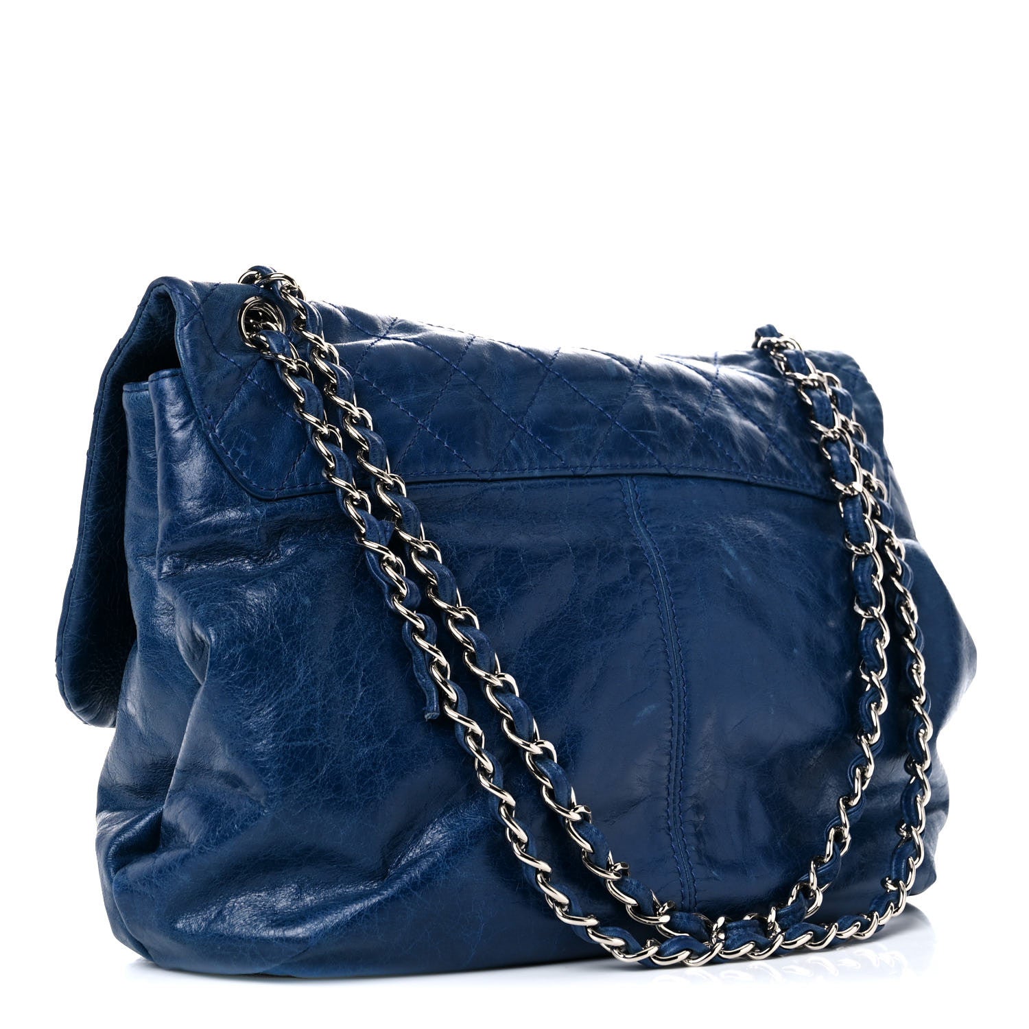 Chanel Shiny Lambskin Quilted Large Trianon Messenger Flap Marine 2 of 19
