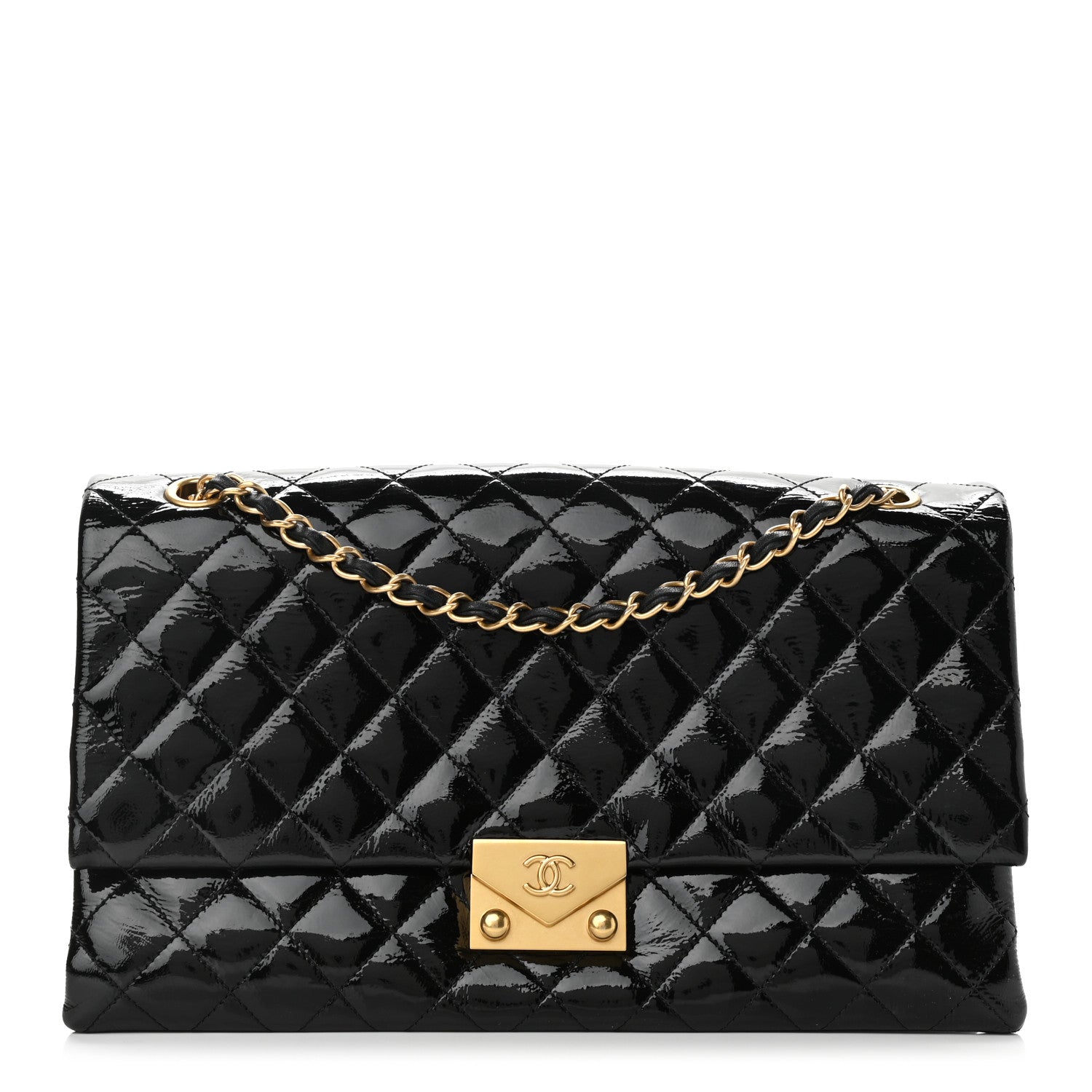 Chanel Patent Goatskin Quilted 3 Pocket Accordion Flap Black 1 of 10