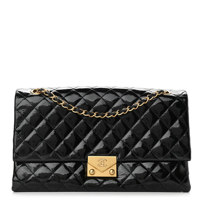 Chanel Patent Goatskin Quilted 3 Pocket Accordion Flap Black 1 of 10
