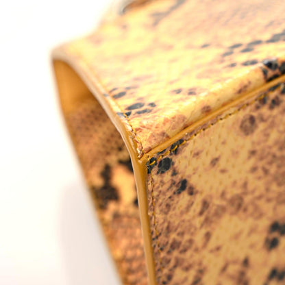 Balenciaga Shiny Calfskin Python Effect Small Hourglass Top Handle Bag Orange Black 7 of 11