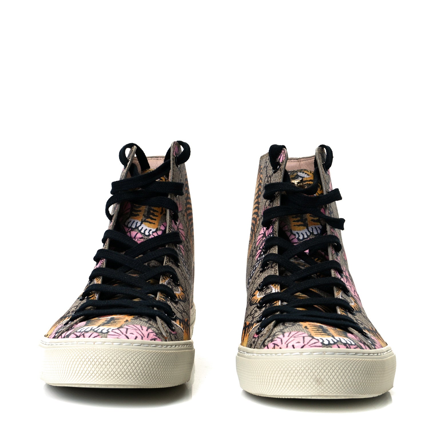Gucci GG Supreme Monogram Bengal Pearl Womens High Top Sneakers 40 Beige Pink 3 of 8