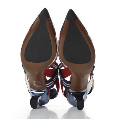 Fendi Technical Mesh FF Colibri 55mm Slingback Pumps 40 Tobacco Moro Zaffiro Ciliegia Rosso 5 of 9