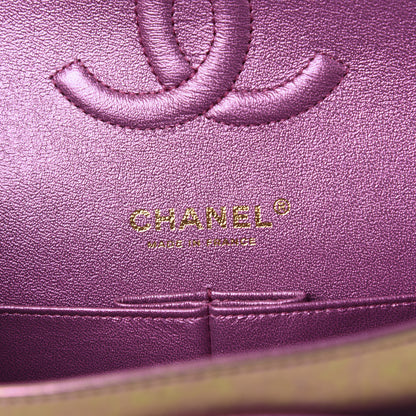 Chanel Iridescent Lambskin Quilted Medium Double Flap Purple 6 of 10