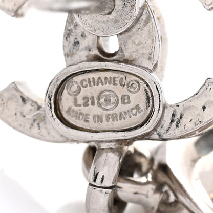 Chanel Crystal CC Drop Earrings Silver 4 of 4