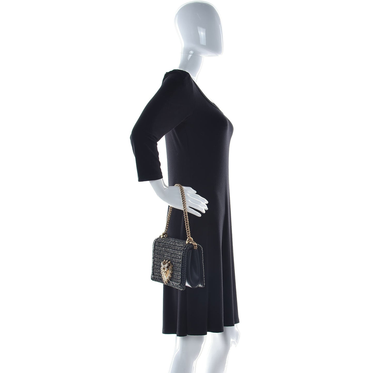 Raffia Medium Devotion Crossbody Bag Black