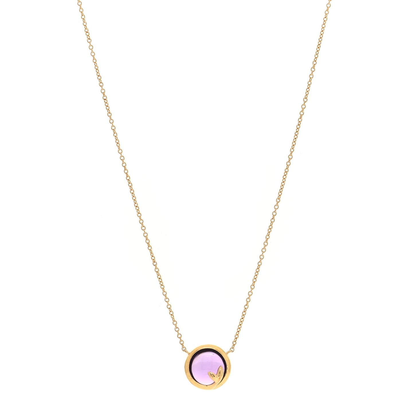 18K Yellow Gold Amethyst Paloma Picasso Olive Leaf Pendant Necklace