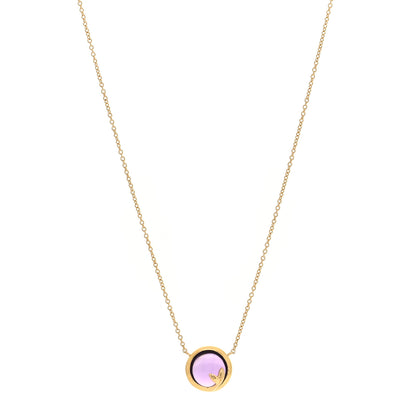 Tiffany 18K Yellow Gold Amethyst Paloma Picasso Olive Leaf Pendant Necklace 1 of 4