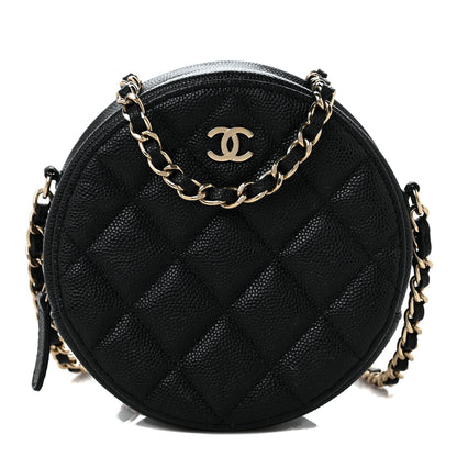 Chanel Caviar Quilted Round Clutch With Chain Black 1 of 9