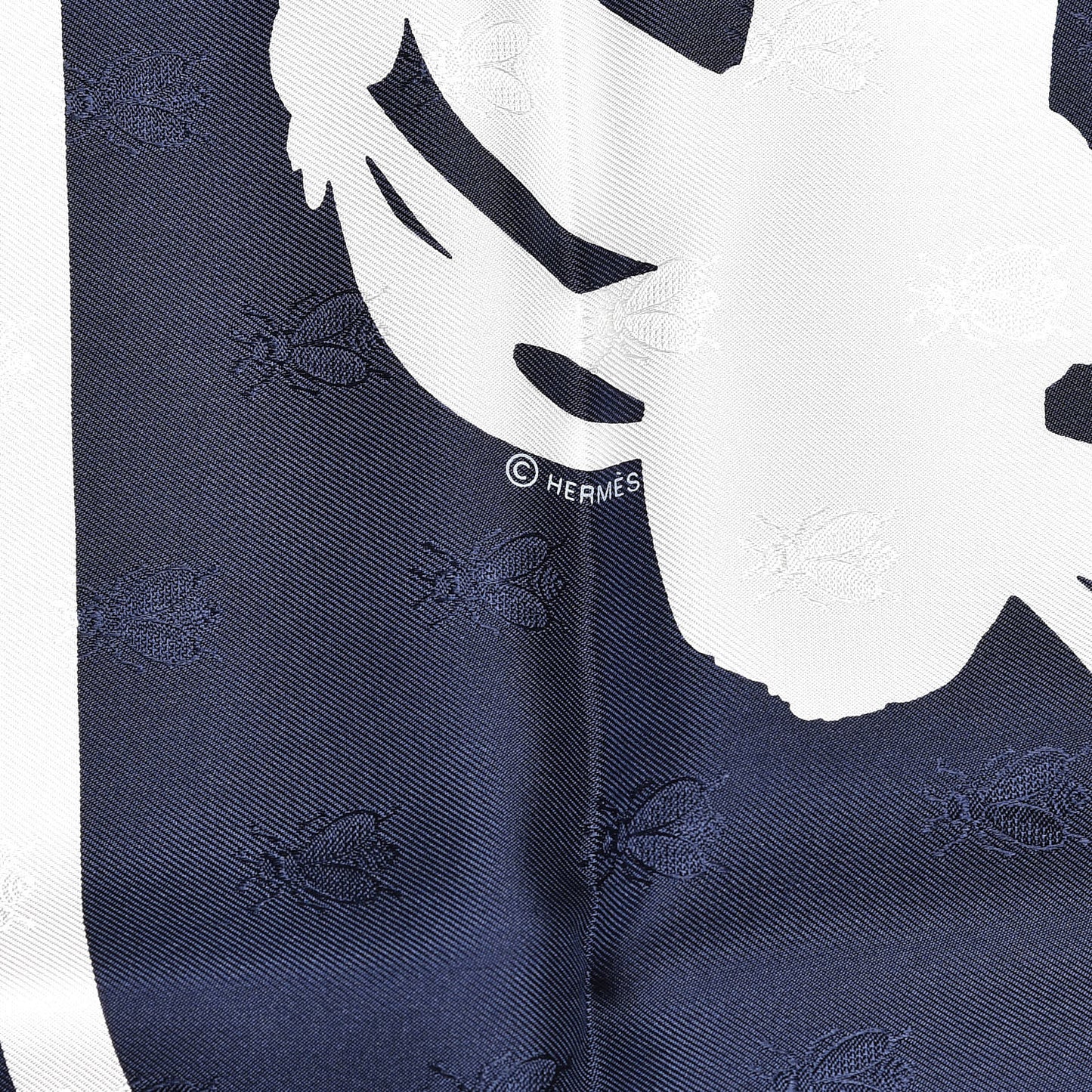 Silk Brides De Gala Tattoo Scarf 90 Marine Blanc
