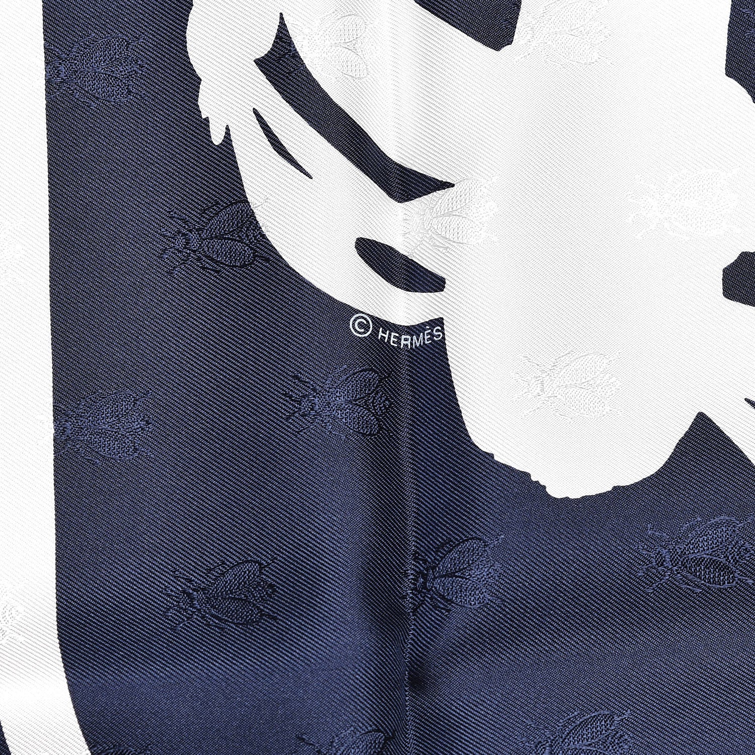 Hermes Silk Brides De Gala Tattoo Scarf 90 Marine Blanc 3 of 4