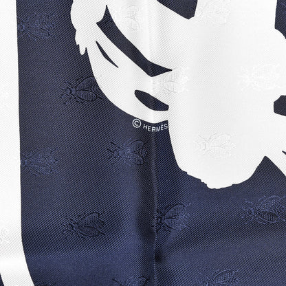 Hermes Silk Brides De Gala Tattoo Scarf 90 Marine Blanc 3 of 4