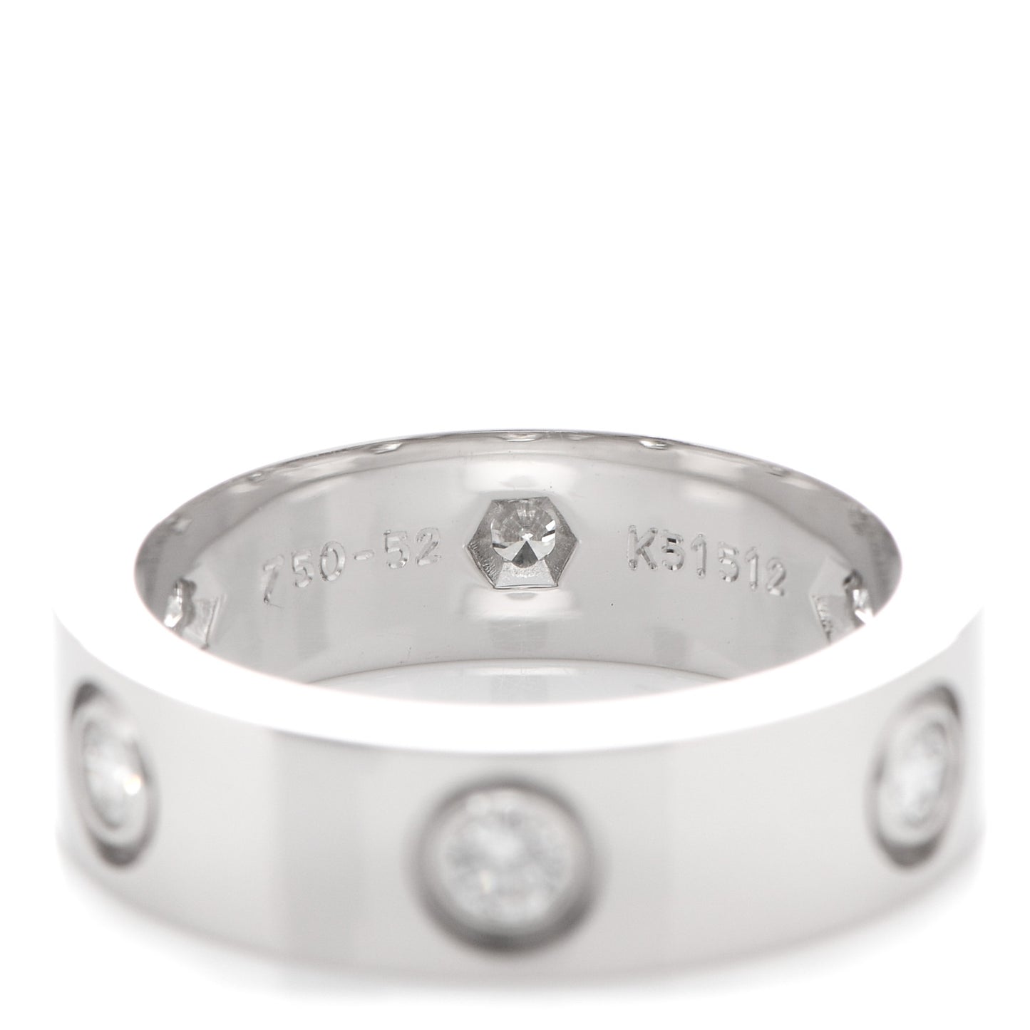 18K White Gold 6 Diamond 5.5mm LOVE Ring 52 6