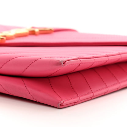 Saint Laurent Calfskin Monogram Chevron Shoulder Bag Fuchsia 10 of 13