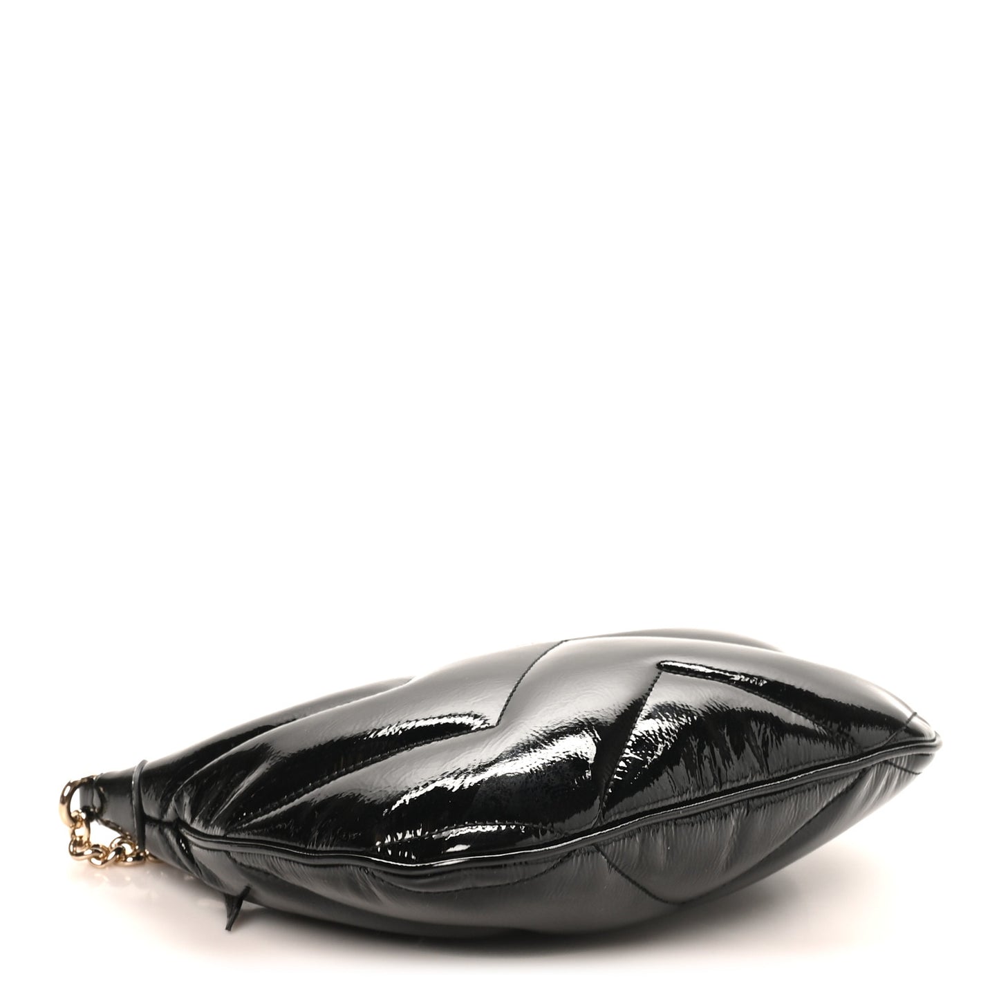 Patent Calfskin Matelasse GG Marmont Half Moon Hobo Black