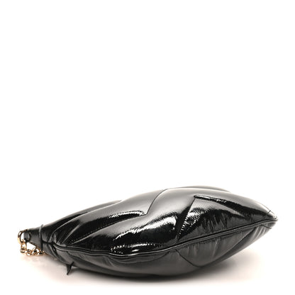 Gucci Patent Calfskin Matelasse GG Marmont Half Moon Hobo Black 4 of 11