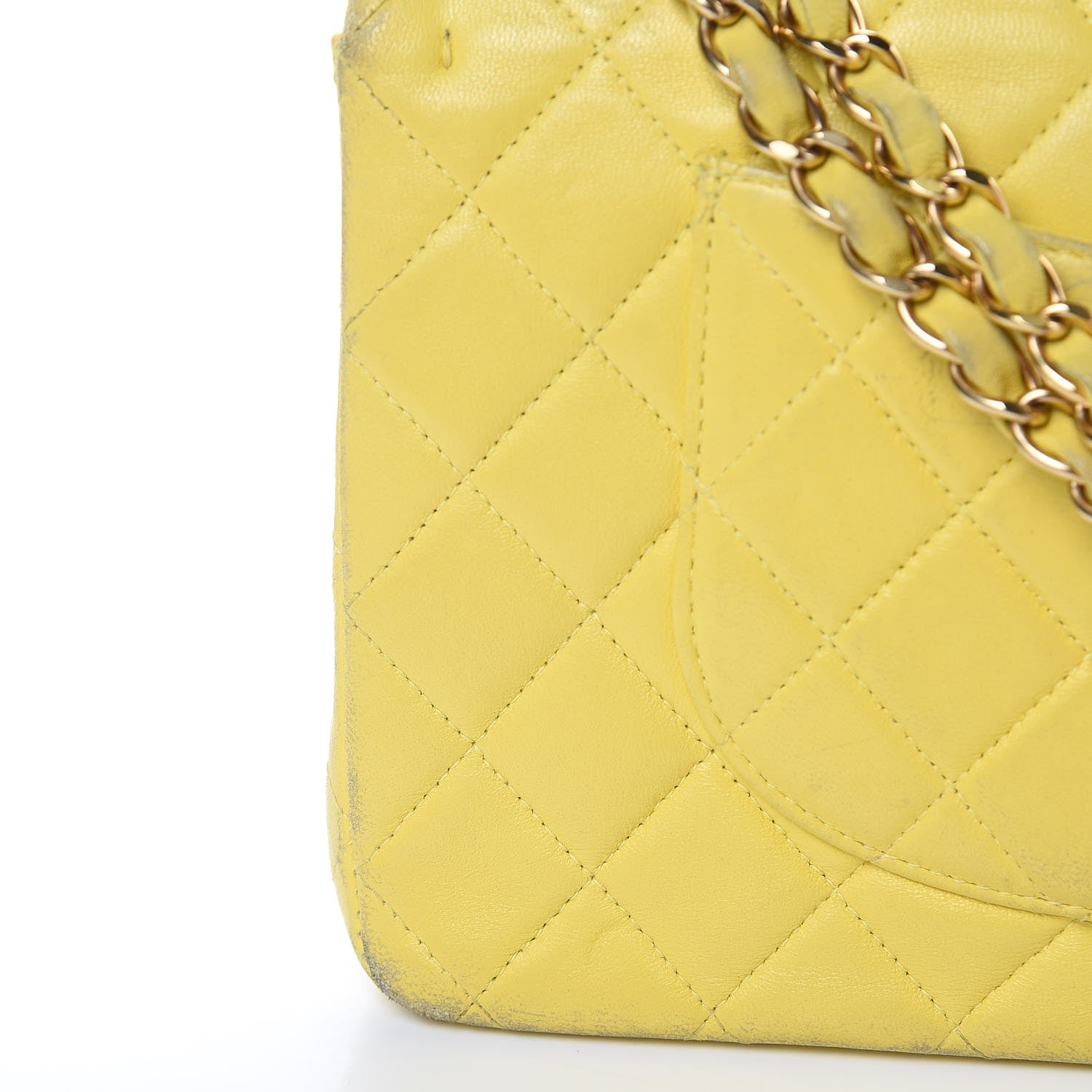 Chanel Lambskin Quilted Medium Double Flap Yellow 18 of 24