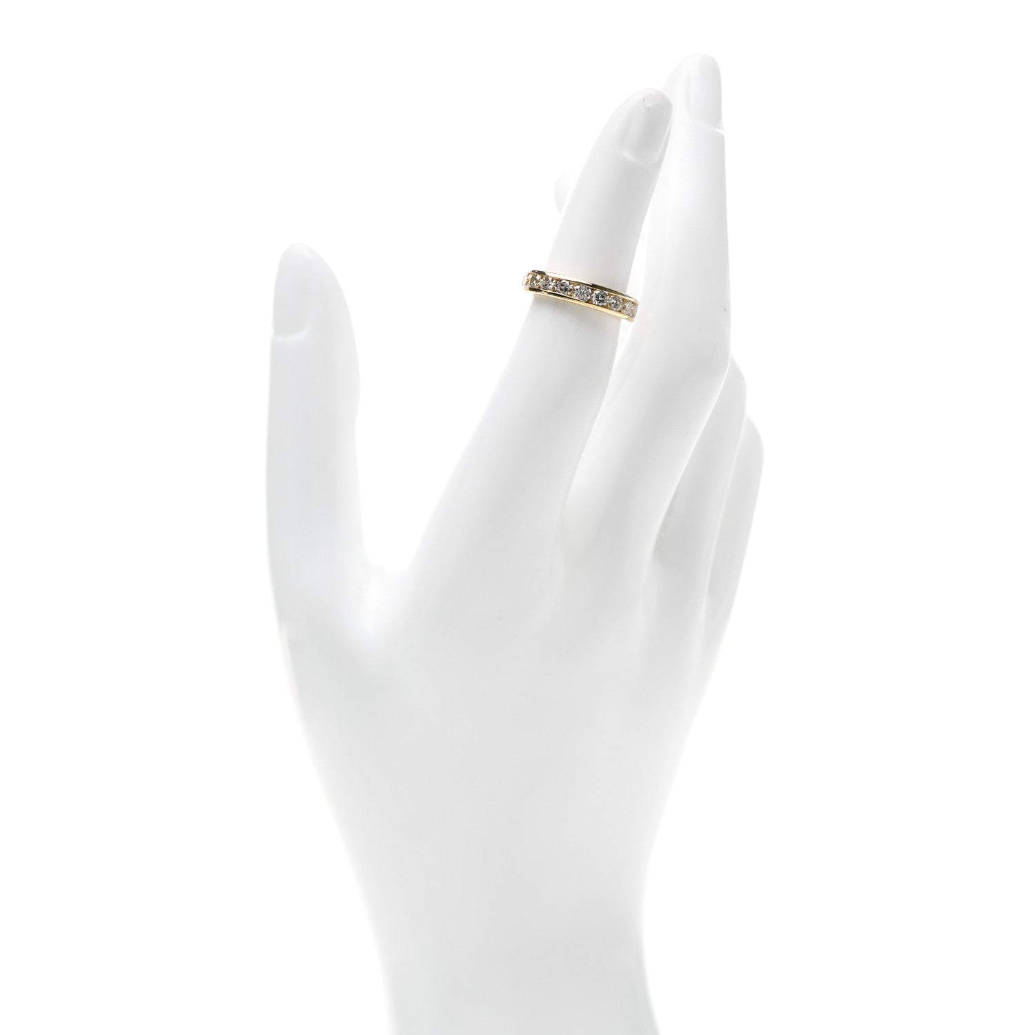 Tiffany 18K Yellow Gold Diamond 4mm Channel Set Band Ring 47 4.25 2 of 5