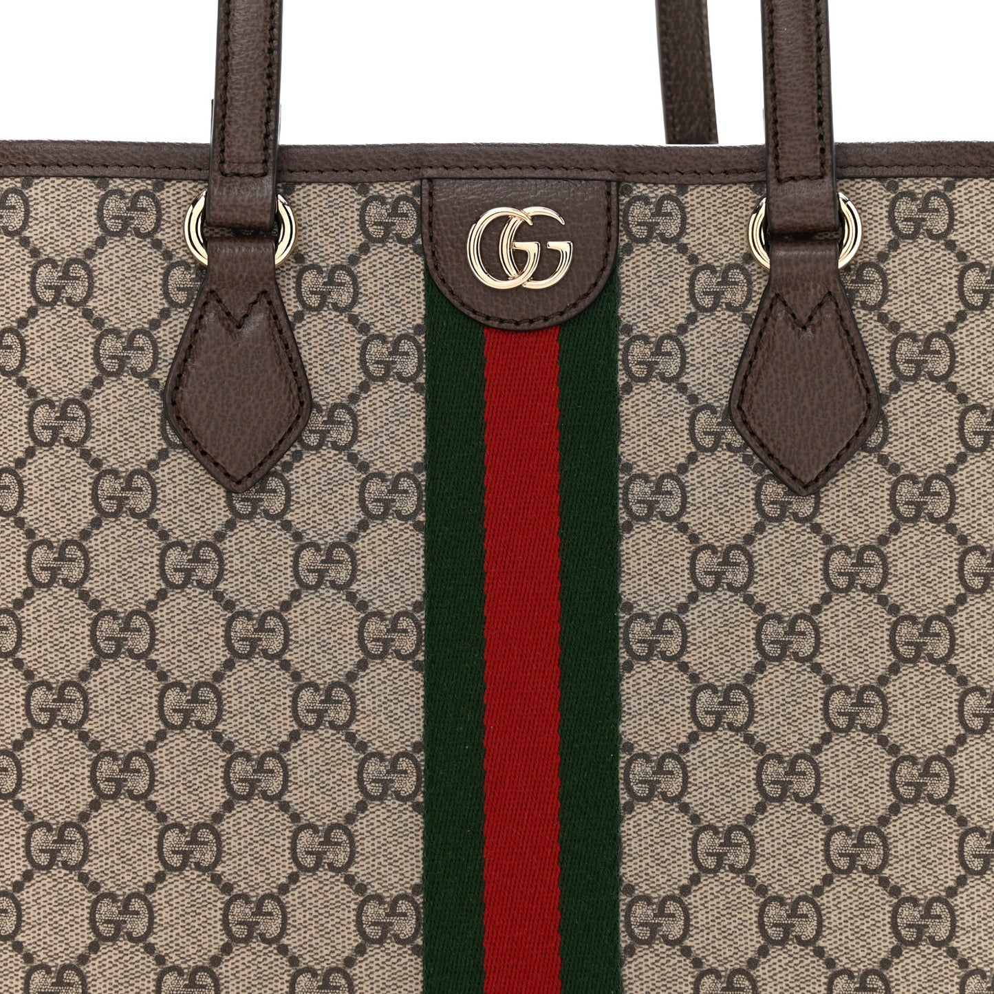 GG Supreme Monogram Textured Calfskin Web Small Ophidia Shoulder Tote Bag Beige Ebony New Acero