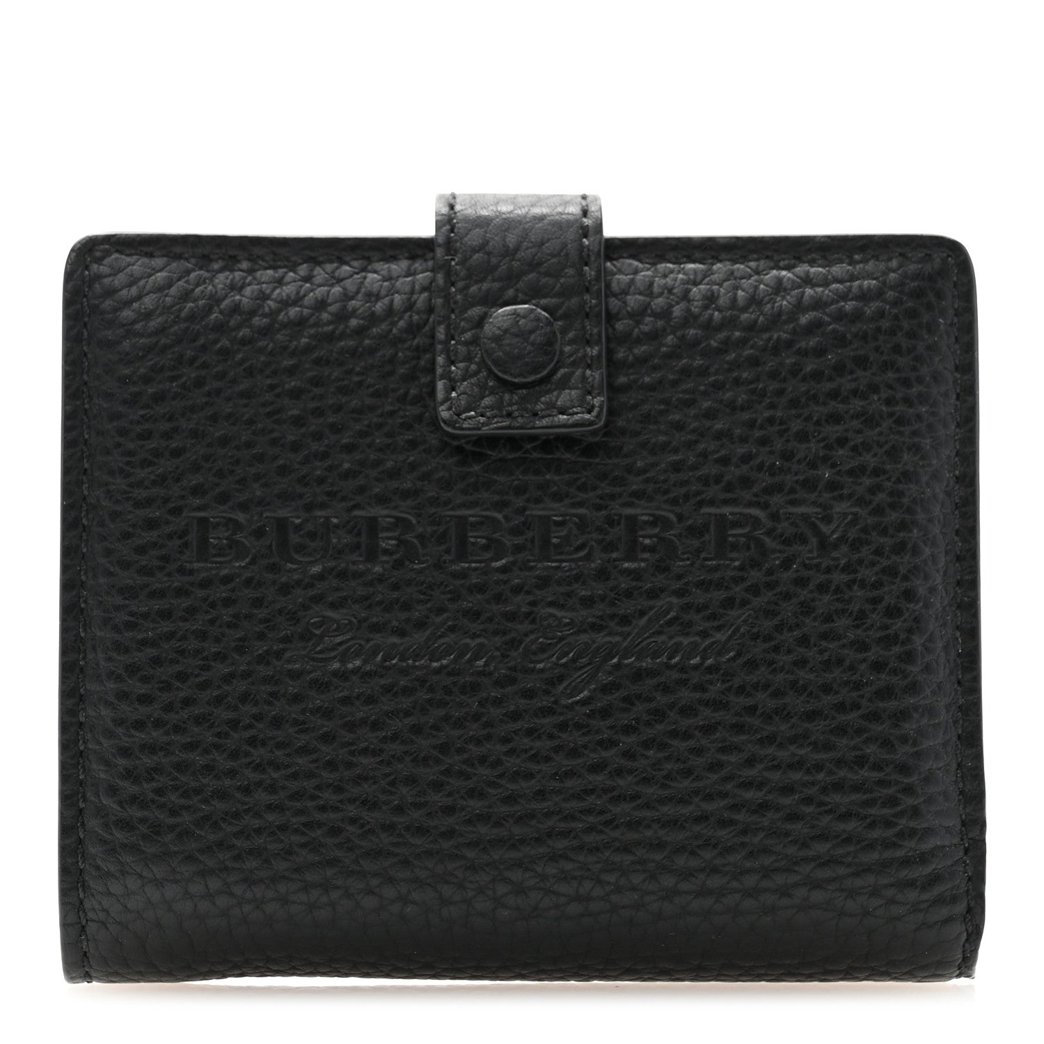 Burberry Soft Grained Calfskin Logo Embossed Lakeside Wallet Black 1 of 9
