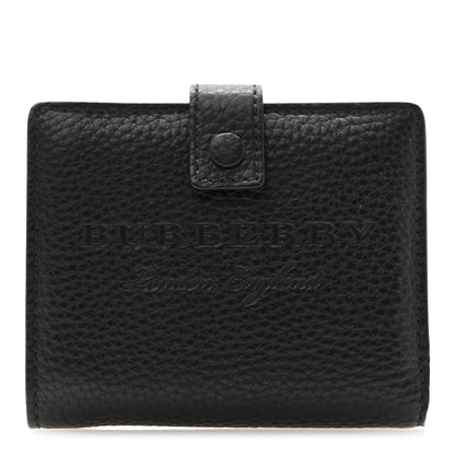 Burberry Soft Grained Calfskin Logo Embossed Lakeside Wallet Black 1 of 9
