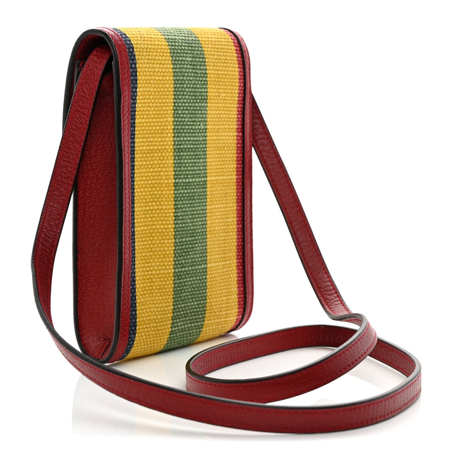 Gucci Canvas Marley Stripe Script Logo Mini Gucci 100 Crossbody Bag Red 2 of 9