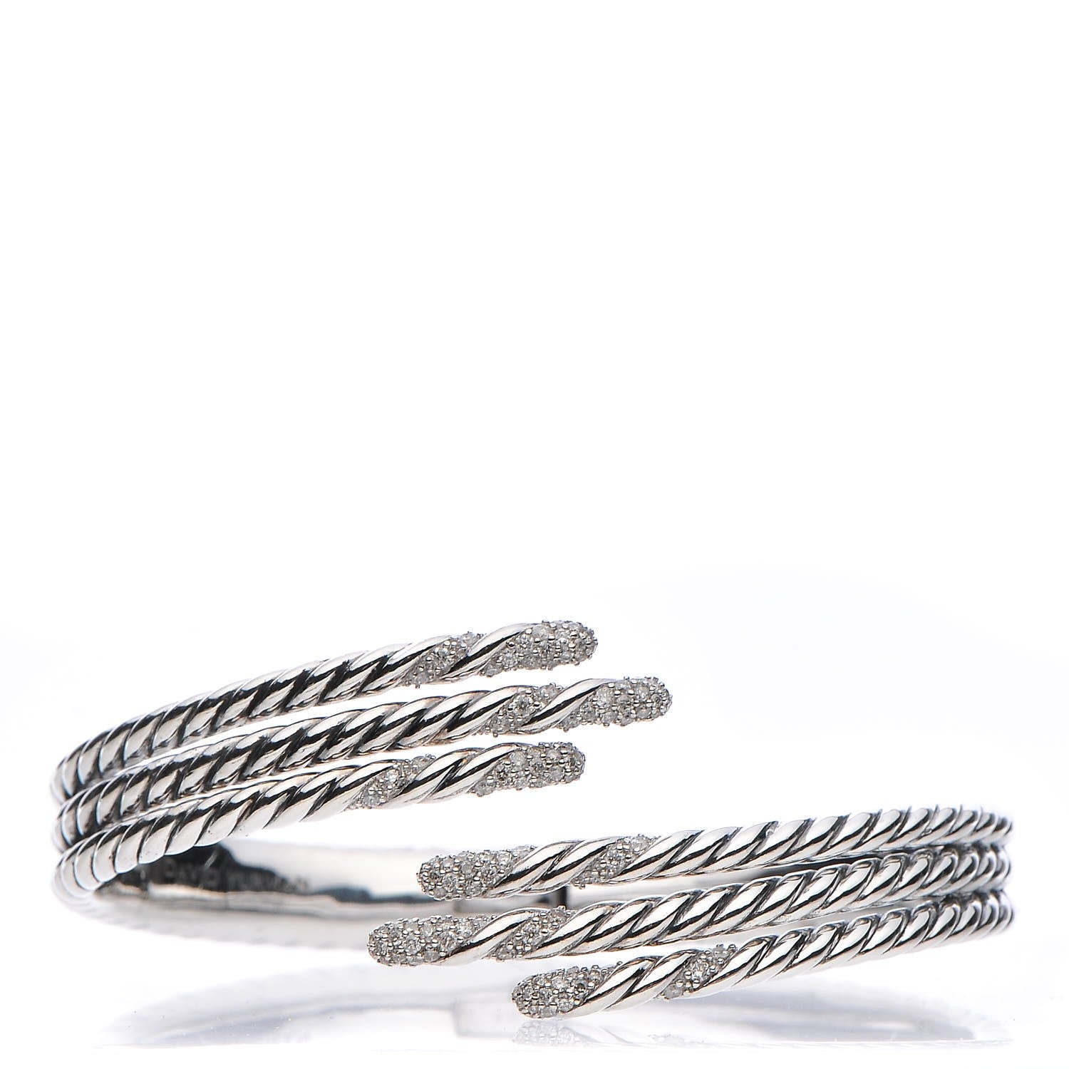 David Yurman Sterling Silver Diamond 3-Row Open Willow Bracelet 1 of 6