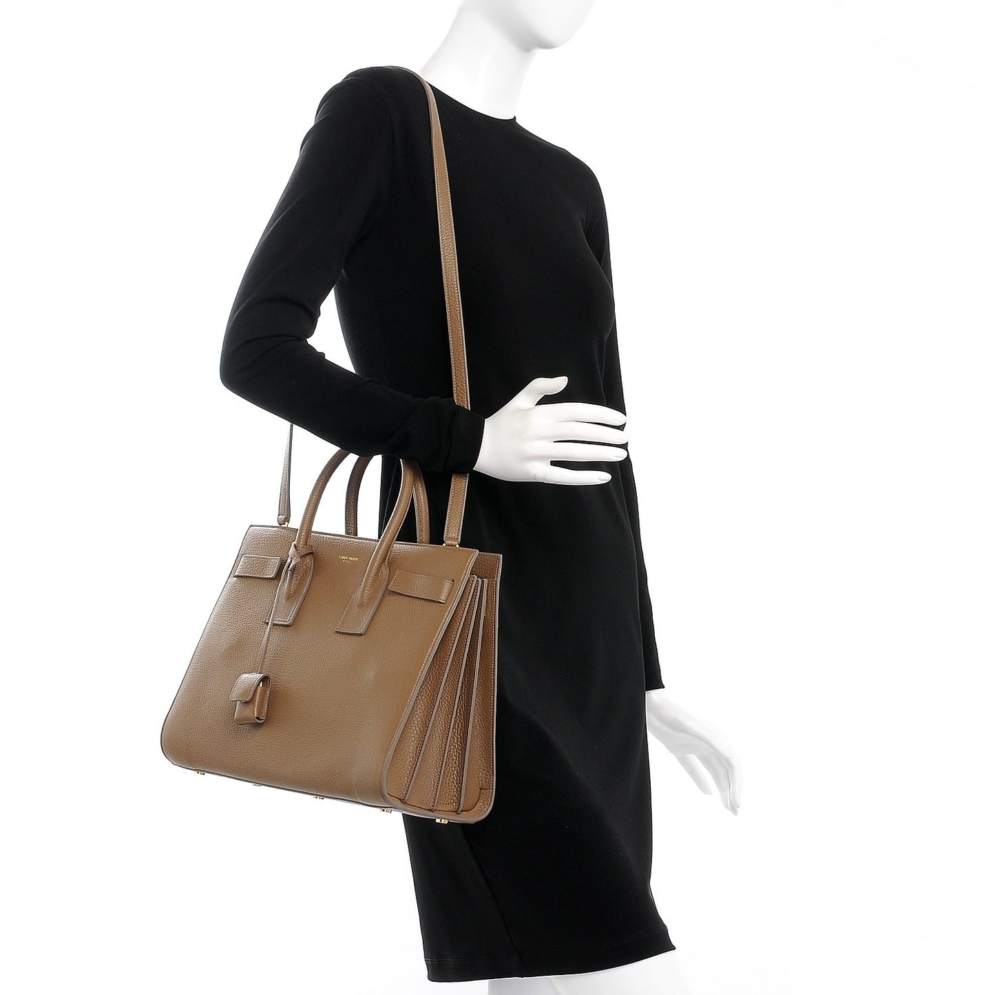 Grained Calfskin Small Sac de Jour Taupe