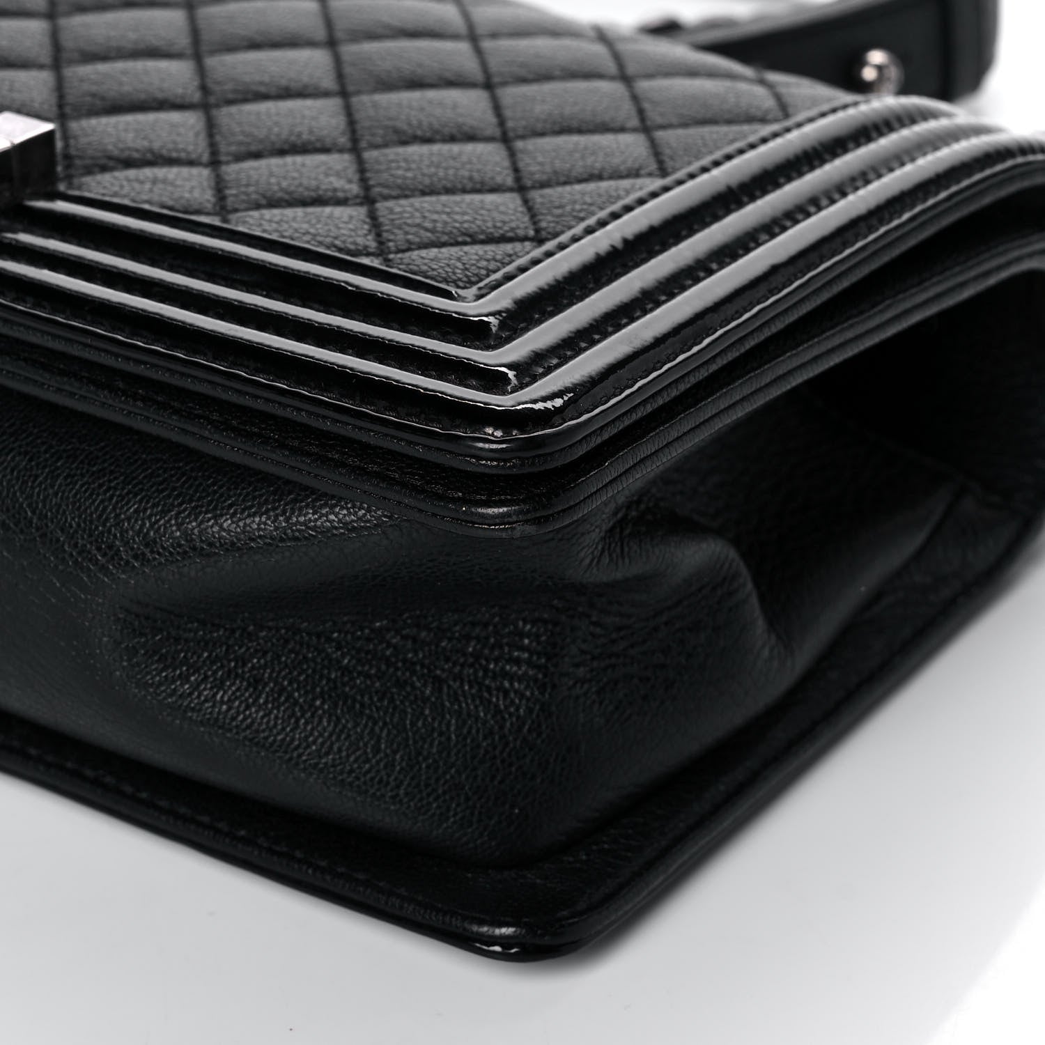 Chanel Goatskin Quilted Patent Medium Duo Boy Flap Black 11 of 15