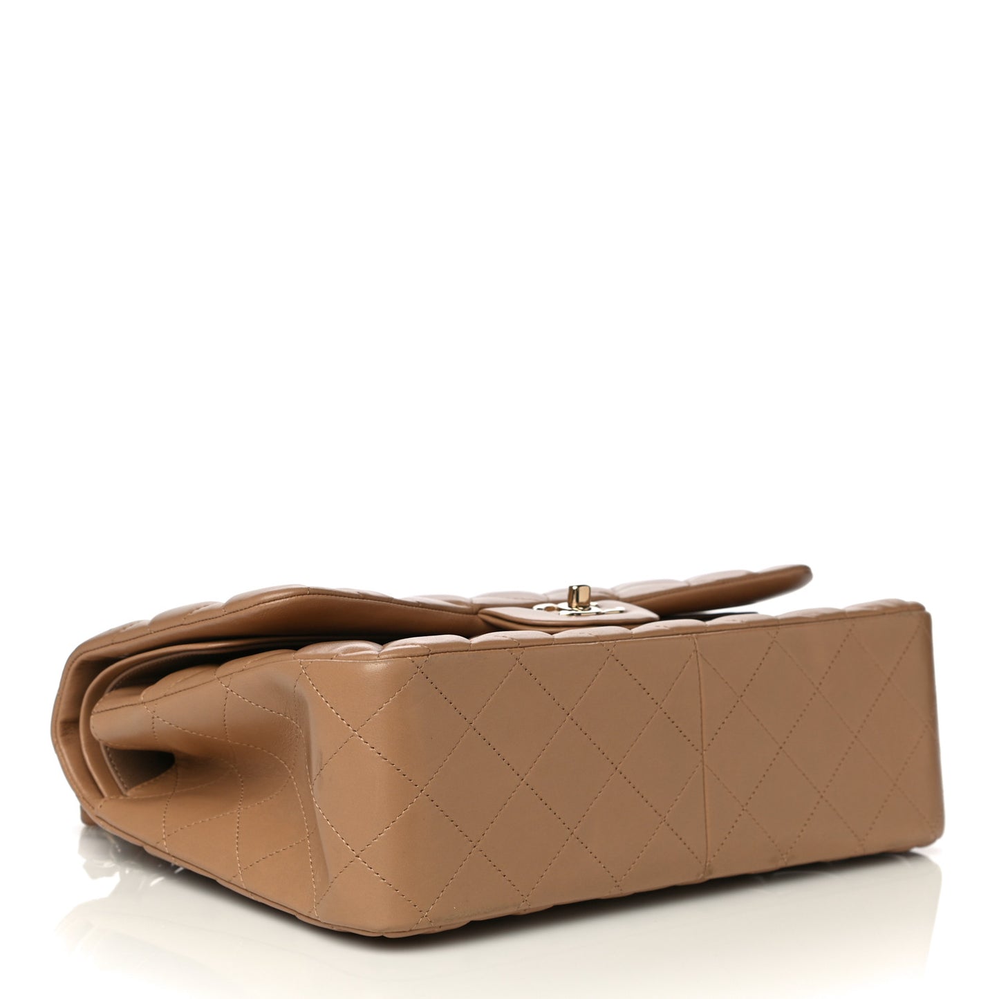 Lambskin Quilted Jumbo Double Flap Dark Beige