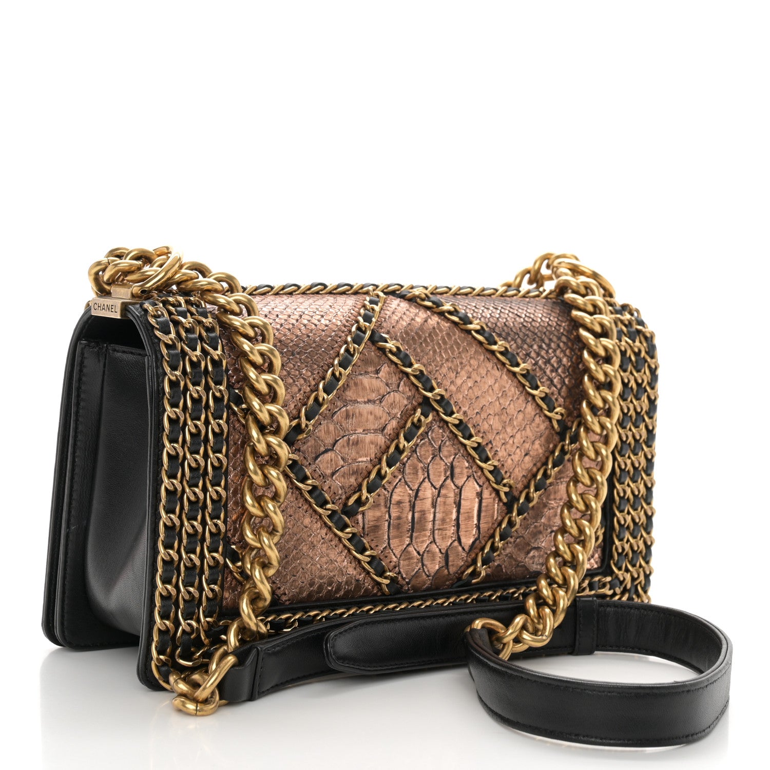 Chanel Snakeskin Medium Chain Around Boy Flap Copper 3 of 11