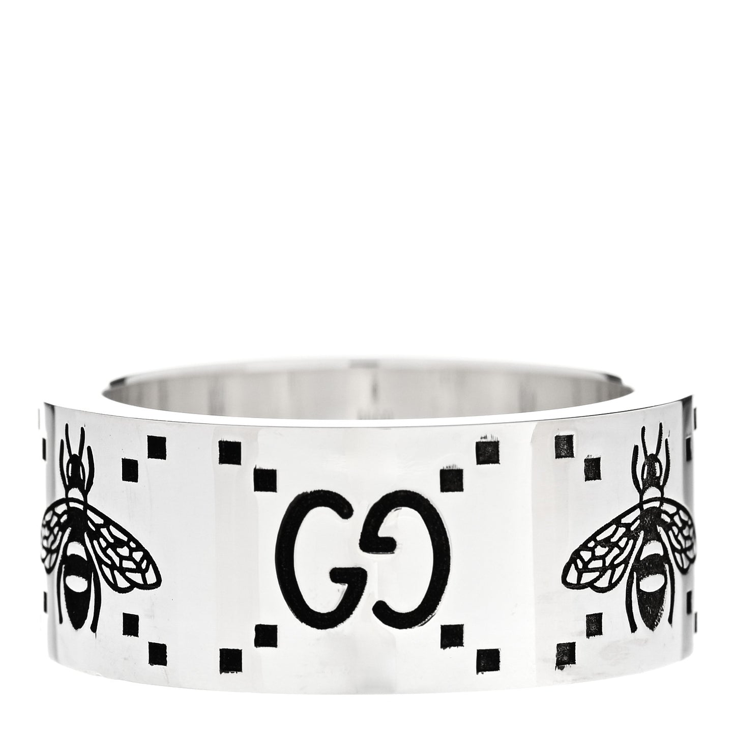Sterling Silver GG Bee Band Ring 56 7.75