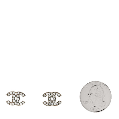 Chanel Crystal Mini Timeless CC Earrings Silver 2 of 4